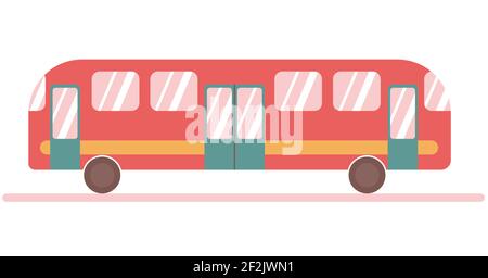 Illustration vectorielle moderne et colorée de la conduite en bus de tourisme. Transports publics isolés sur blanc. Illustration de Vecteur
