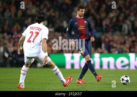 FOOTBALL - LIGUE DES CHAMPIONS DE L'UEFA 2012/2013 - 1/4 FINAL - 2E JAMBE - FC BARCELONE / PARIS SAINT GERMAIN - BARCELONE (ESP) - 10/03/2013 - PHOTO MANUEL BLONDAU / AOP PRESSE / DPPI - GERARD PIQUE Banque D'Images