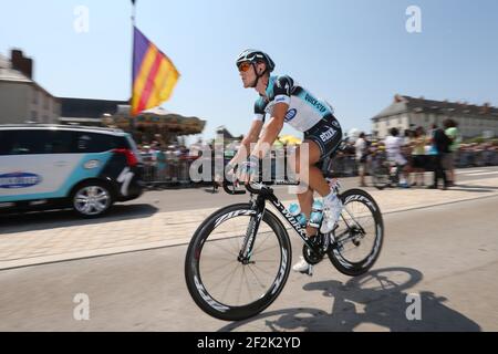 Cyclisme - UCI World Tour - Tour de France 2013 - Stage 13 - Tours - Saint-Amand-Montrond (173 km) - 12/07/2013 - photo MANUEL BLONDEAU / DPPI - Matteo Trentin d'Italie et Team Omega Pharma-Quick Step sont illustrés avant la course Banque D'Images