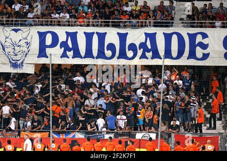 Football - Championnat français 2013/2014 - L1 - Montpellier HSC / Paris Saint Germain le 09 août 2013 à Montpellier, France - photo Manuel Blondeau / AOP Press / DPPI - Supporters of Montpellier HSC Banque D'Images