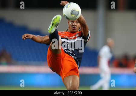 Football - championnat français 2013/2014 - L1 - Montpellier HSC / Paris Saint Germain le 09 août 2013 à Montpellier, France - photo Manuel Blondeau / AOP Press / DPPI - Daniel Congre de Montpellier HSC en action Banque D'Images