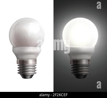 Illustration vectorielle avec lampes à économie d'énergie éteintantes sur fond noir et blanc Illustration de Vecteur