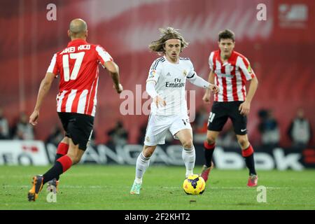 Football - Championnat d'Espagne 2013/2014 - Liga - Athletic Bilbao v Real Madrid le 2 février 2014 au Stade San Mames de Bilbao , Espagne - photo Manuel Blondau / AOP PRESS / DPPI - Luka Modric du Real Madrid Banque D'Images