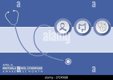 Illustration vectorielle du mois de sensibilisation au syndrome de l'intestin irritable (SII) observé En avril Illustration de Vecteur
