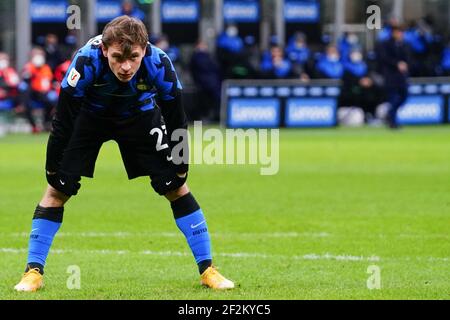 Nicolò Barella du FC Internazionale Milano pendant la coupe italienne, Coppa Italia, quart de finale de match de football entre le FC Internazionale et l'AC Milan le 26 janvier 2021 au stade Giuseppe Meazza à Milan, Italie - photo Morgese-Rossini / DPPI Banque D'Images