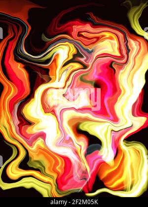 Le fond sous forme de flammes de couleur jaune-rouge sur le noir est une abstraction pour la conception et la décoration Banque D'Images