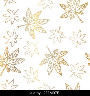 Feuilles d'érable doré contours motif sans couture partie 2 Illustration de Vecteur