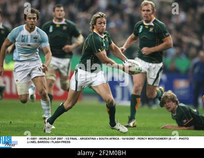 RUGBY - COUPE DU MONDE 2007 - 1/2 FINAL - ARGENTINE V AFRIQUE DU SUD - 14/10/2007 - PERCY MONTGOMERY (S-AF) - PHOTO DANIEL BARDOU / FLASH APPUYER Banque D'Images