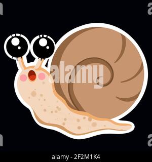 Le joli sticker d'escargot avec cilia surprise dessin de style de dessin de dessin de dessin isolé sur fond blanc Banque D'Images