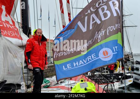 IMOCA initiatives-coeur / Tanguy de Lamotte - François Damiens / début de la Transat Jacques Vabre au Havre (Nord de la France) le 07 novembre 2013 - photo Christophe Favreau / DPPI Banque D'Images