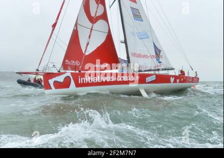 IMOCA initiatives-coeur / Tanguy de Lamotte - François Damiens / début de la Transat Jacques Vabre au Havre (Nord de la France) le 07 novembre 2013 - photo Christophe Favreau / DPPI Banque D'Images