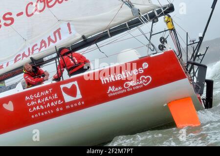 IMOCA initiatives-coeur / Tanguy de Lamotte - François Damiens / début de la Transat Jacques Vabre au Havre (Nord de la France) le 07 novembre 2013 - photo Christophe Favreau / DPPI Banque D'Images