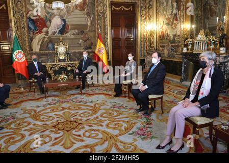 Madrid, Madrid, Espagne. 12 mars 2021. Le roi Felipe VI d'Espagne, Marcelo Rebelo de Sousa, président du Portugal assistent à une réunion au Palais Royal le 12 mars 2021 à Madrid, Espagne crédit: Jack Abuin/ZUMA Wire/Alay Live News Banque D'Images