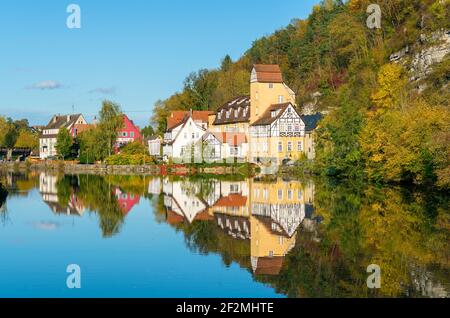 Allemagne, Bade-Wurtemberg, Rottenburg am Neckar, 'Beim Preußischen', l'ancienne usine d'amiante, à côté du restaurant 'Zum Preußischen', qui a été converti en un complexe résidentiel moderne. Banque D'Images