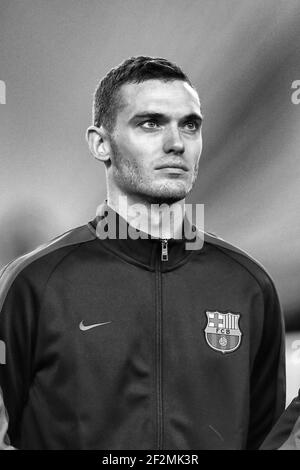 Thomas Vermaelen du FC Barcelone lors du match de football du groupe E de la Ligue des champions de l'UEFA entre le FC Barcelone et Bate Borisov le 4 novembre 2015 au stade Camp Nou à Barcelone, en Espagne. Note aux éditeurs: Cette image a été traitée à l'aide de filtres numériques.photo Manuel Blondau/AOP.Press/DPPI Banque D'Images