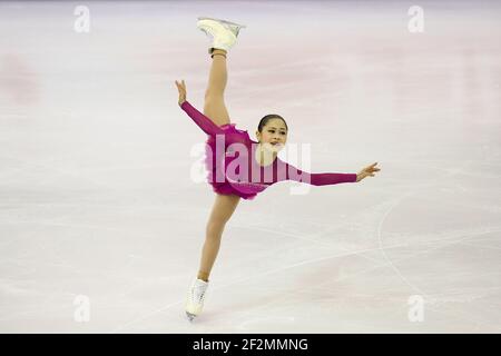 Satoko Miyahara du Japon participe au programme Ladies Free lors de la finale du Grand Prix de patinage artistique de l'UIP 2015-2016, au Centre de congrès de Barcelone, à Barcelone, Espagne, le 12 décembre 2015. Photo : Manuel Blondau/AOP.Press/DPPI Banque D'Images