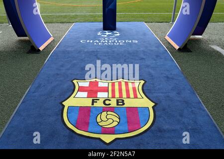 Le logo du FC Barcelona est visible avant le match de football du groupe B de l'UEFA Champions League entre le FC Barcelone et le FC Internazionale le 24 octobre 2018 au stade Camp Nou à Barcelone, Espagne - photo Manuel Blondau / AOP Press / DPPI Banque D'Images