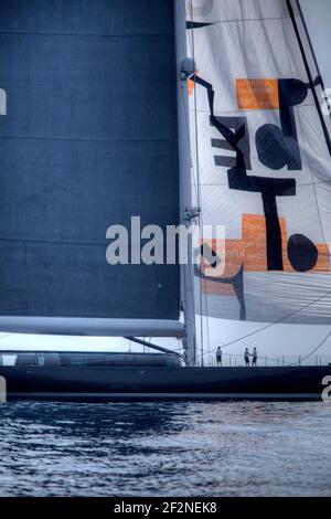 VOILE - AGLAIA SLOOP SUPERYACHT - MONACO - 27/05/2012 - PHOTO : CHRISTOPHE LAUNAY / DPPI - Yacht à voile Aglaia à 66 mètres (216.5 pieds) a été lancé plus tôt en mars par le chantier naval néerlandais Vitters - le Superyacht AGLAIA sloop (coque numéro 3063) conçu par Dubois Naval Architects avec un design intérieur par Redman Whaiely Dixon Banque D'Images