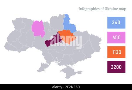 Infographies de la carte de l'Ukraine, vecteur de régions individuelles Illustration de Vecteur