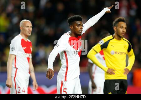 Le défenseur brésilien de Monaco Jemerson gestuelle lors de la finale du quart de finale de la Ligue des champions de l'UEFA, 2e jambe, match de football entre MONACO et Borussia Dortmund le 19 avril 2017 au stade Louis II à Monaco - photo Benjamin Cremel / DPPI Banque D'Images