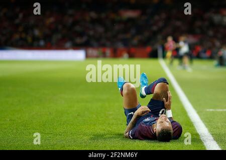 Paris Saint-Germain le brésilien Neymar Jr gestes lors du championnat français L1 match de football entre Paris Saint-Germain (PSG) et Toulouse, le 20 août 2017, au Parc des Princes, à Paris, France - photo Benjamin Cremel / DPPI Banque D'Images