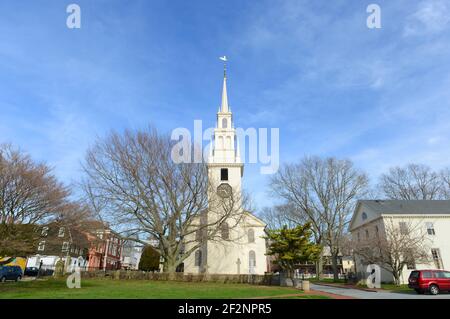 Newport Trinity Church, sur Queen Anne Square, est une église paroissiale historique construite en 1725, Newport, Rhode Island RI, États-Unis. Banque D'Images