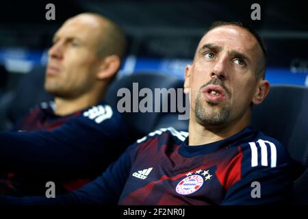 Franck Ribery, milieu de terrain français du Bayern Munich, attend le début de la Ligue des champions de l'UEFA, match de football du groupe B entre Paris Saint-Germain et Bayern Munich le 27 septembre 2017 au stade du Parc des Princes à Paris, France - photo Benjamin Cremel / DPPI Banque D'Images