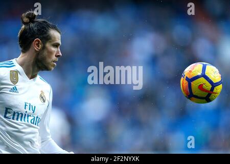 Gareth Bale, l'avant gallois du Real Madrid, contrôle le ballon lors du championnat espagnol de football de la Ligue entre le Real Madrid CF et le RC Deportivo le 21 janvier 2018 au stade Santiago Bernabeu à Madrid, Espagne - photo Benjamin Cremel / DPPI Banque D'Images