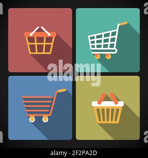 Les pictogrammes collection de paniers d'achat internet et paniers pour le e-commerce vector illustration Illustration de Vecteur