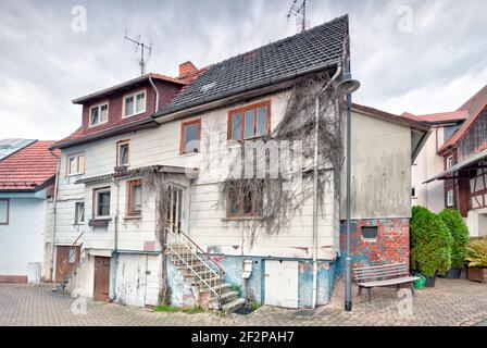 Vue sur la maison, vieille ville historique, vieille ville de Salmünster, Bad Soden-Salmuenster, Kinzigtal, Hessen, Allemagne, Europe Banque D'Images