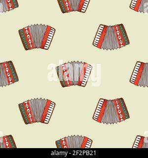 Motif sans couture avec accordéon. Fond d'écran d'instrument de musique, illustration vectorielle Illustration de Vecteur