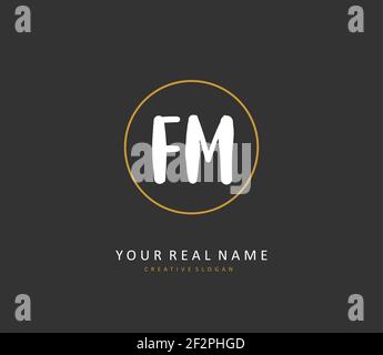 F M FM lettre initiale écriture manuscrite et logo de signature. Un concept d'écriture manuscrite logo initial avec élément de modèle. Illustration de Vecteur