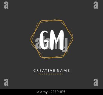G M lettre GM initiale écriture manuscrite et logo de signature. Un concept d'écriture manuscrite logo initial avec élément de modèle. Illustration de Vecteur