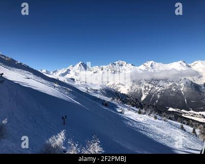 Domaine skiable de Bergeralm, piste de ski, paysage d'hiver, nature, Habicht, Alpes de Stubai, Wipptal, Col de Brenner, Innsbruck, Steinach am Brenner, Tyrol, Autriche Banque D'Images