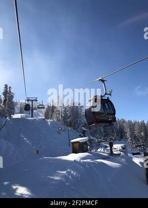 Kombibahn Hoher Turm, domaine skiable de Bergeralm, piste de ski, paysage d'hiver, Wiptal, Col de Brenner, Innsbruck, Steinach am Brenner, Tyrol, Autriche Banque D'Images