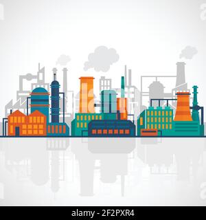 Expérience industrielle de fabrication plate avec vecteur de technologie de production de fabrication de bâtiments illustration Illustration de Vecteur