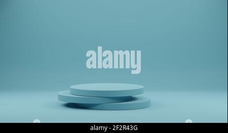 Plate-forme de scène minimale abstraite. Fond de podium bleu de forme géométrique. rendu 3d. Banque D'Images