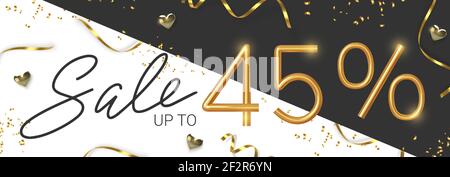 45 rabais promotion vente faite de 3d réaliste numéro or avec sepantine et tinsel. Vecteur Illustration de Vecteur