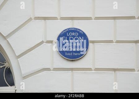 Plaque bleue Lord Eldon 6, Bedford Square Banque D'Images