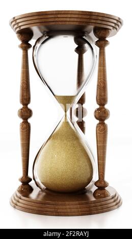 HourGlass isolé sur fond blanc. Illustration 3D. Banque D'Images