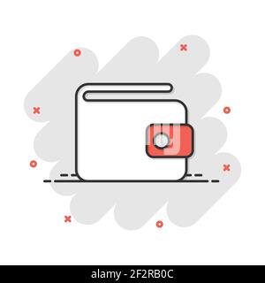 Cartoon Vector wallet icône dans le style comique. Bourse d'argent signer illustration pictogramme. Affaires portefeuille effet splash concept. Illustration de Vecteur