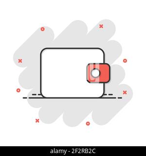 Cartoon Vector wallet icône dans le style comique. Bourse d'argent signer illustration pictogramme. Affaires portefeuille effet splash concept. Illustration de Vecteur