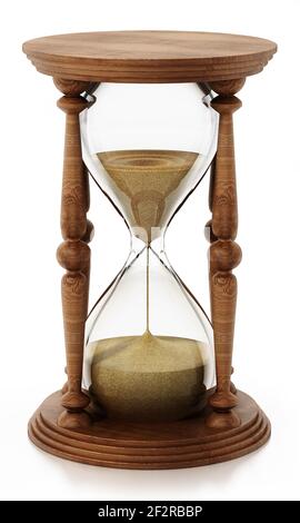 HourGlass isolé sur fond blanc. Illustration 3D. Banque D'Images