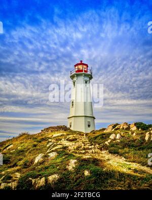 Phare de Louisbourg au Cap-Breton, Nouvelle-Écosse, Canada Banque D'Images