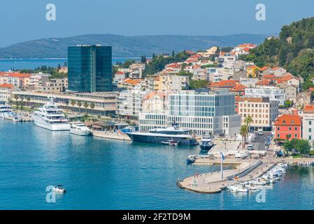 Vue aérienne de la jetée de Matejuska à Split, Croatie Banque D'Images