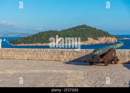 Vue aérienne de l'île de Lokrum près de Dubrovnik, Croatie Banque D'Images