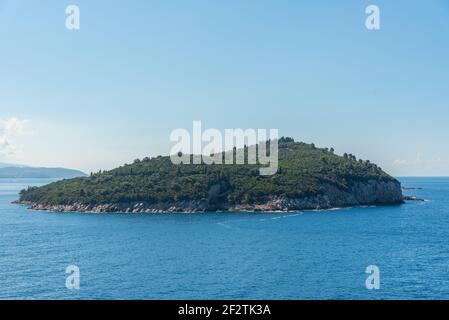 Vue aérienne de l'île de Lokrum près de Dubrovnik, Croatie Banque D'Images