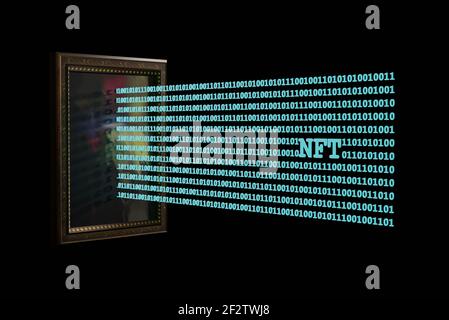 Jetons non fongibles NFT crypto Art. Payez pour des objets de collection uniques dans les jeux ou l'art. 3d render NFT crypto art concept de collection Banque D'Images