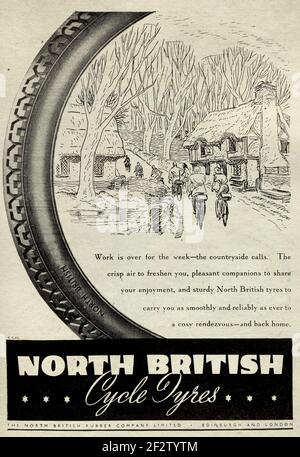 Publicité vintage 1946 pour les pneus de vélo nord-britanniques. Banque D'Images
