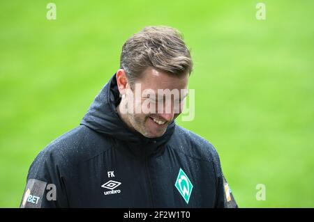 Brême, Allemagne. 13 mars 2021. Football: Bundesliga, Werder Bremen - Bayern Munich, 25ème jour de match à wohninvest Weserstadion. Florian Kohfeldt, entraîneur de Brême avant le match.football: Bundesliga, Werder Bremen - Bayern Munich, 25ème jour de match à wohninvest Weserstadion. # et # en action. Crédit : Carmen Jaspersen/dpa-Pool/dpa/Alamy Live News Banque D'Images